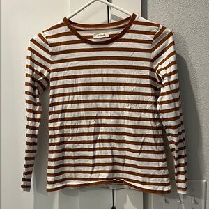 Madewell Burnt Orange and White Striped Tee